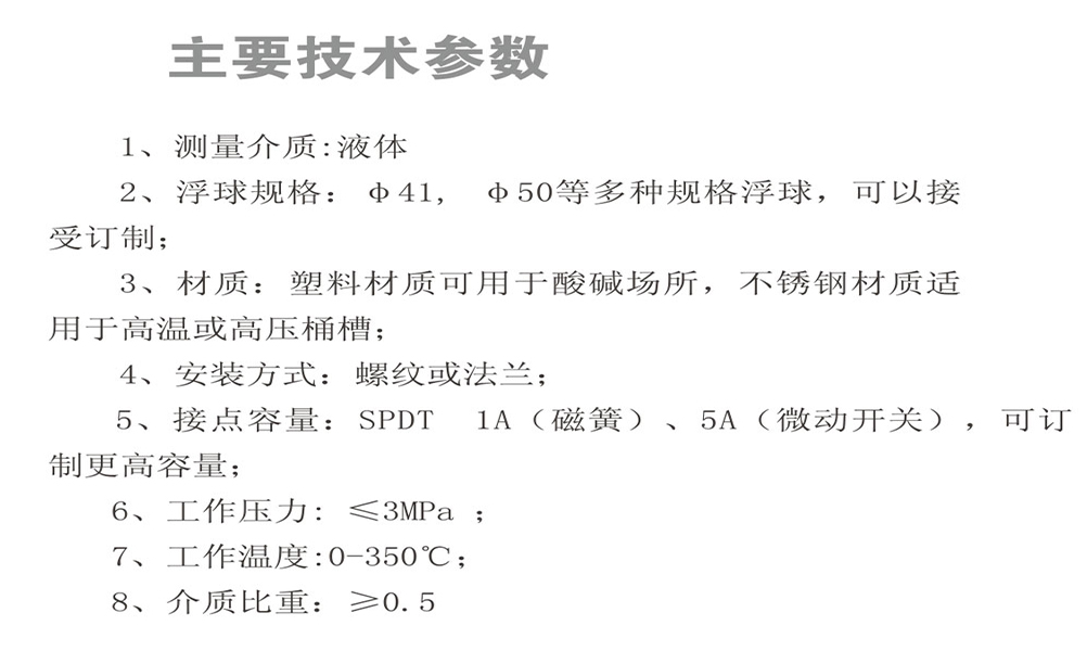 側裝式浮球液位開關 UQK-11(圖1)