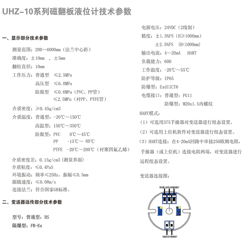 側(cè)裝式磁翻板液位計 UHZ-10A(圖1)